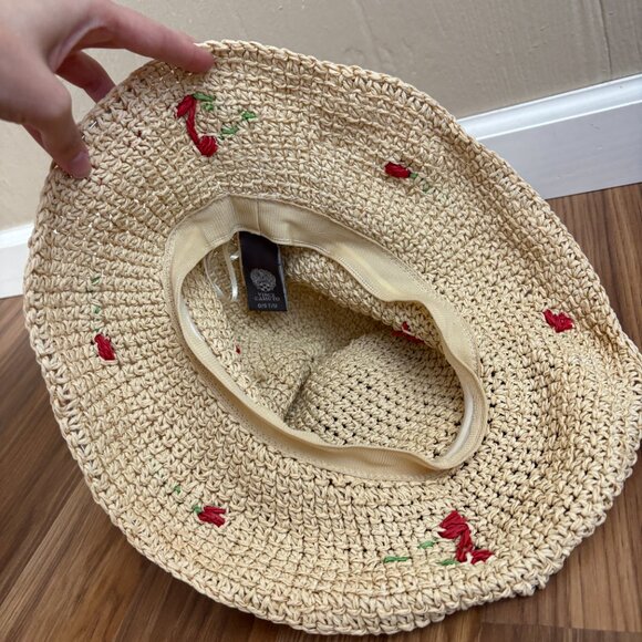 Vince Camuto Cherry Embroidered Straw Sun Hat - Picture 9 of 11